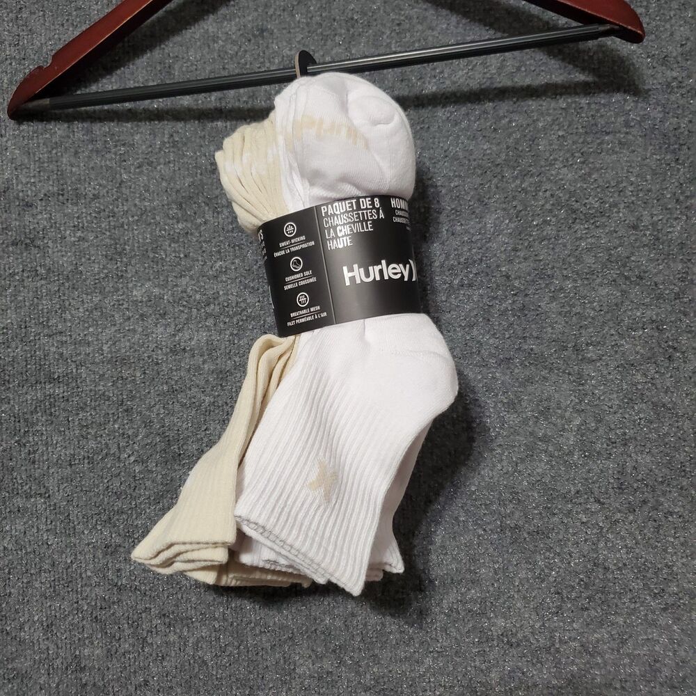 Hurley HI Quarter 8 pack Socks Mens 10-13 Multicolor Cushioned Breathable NEW